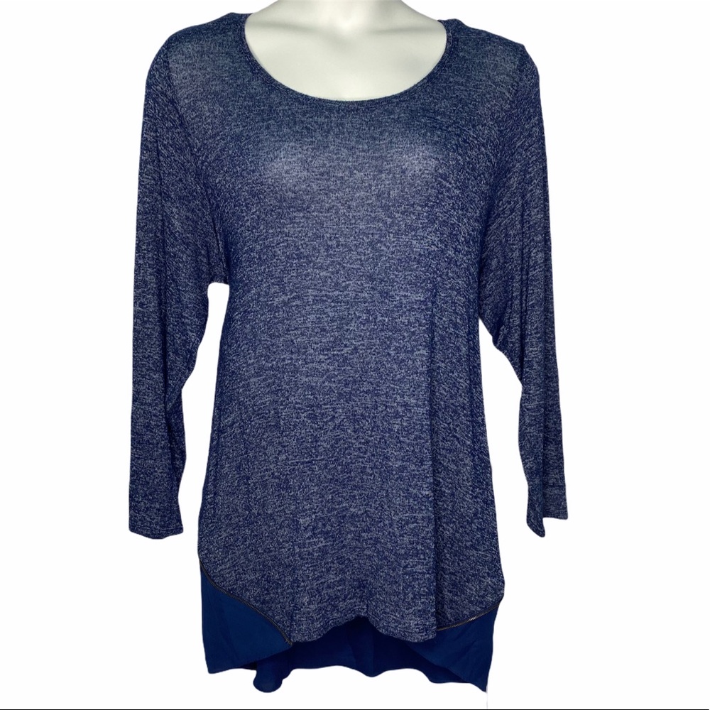 Lane Bryant 22/24 3x Blue Zipper Chiffon Tunic